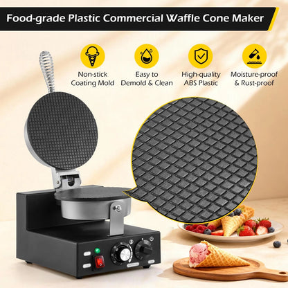 Dyna-Living Waffle Cone Maker Commercial Ice 9.8* 12.6* 21.7 inch, Black
