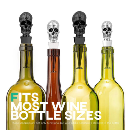 Homestia Skull Wine Stopper, Bottle Stopper Saver, m, Black