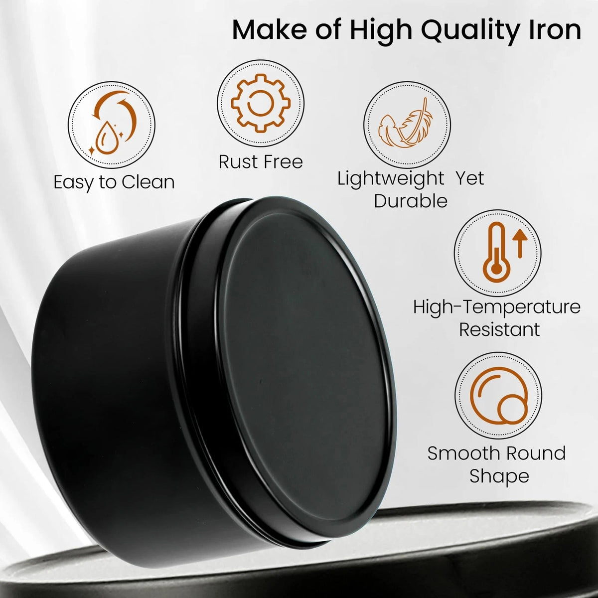 CONNOO 48 Pack Candle Tins - 24pcs 8oz + 4oz 48pcs 4oz+8oz, Matte Black