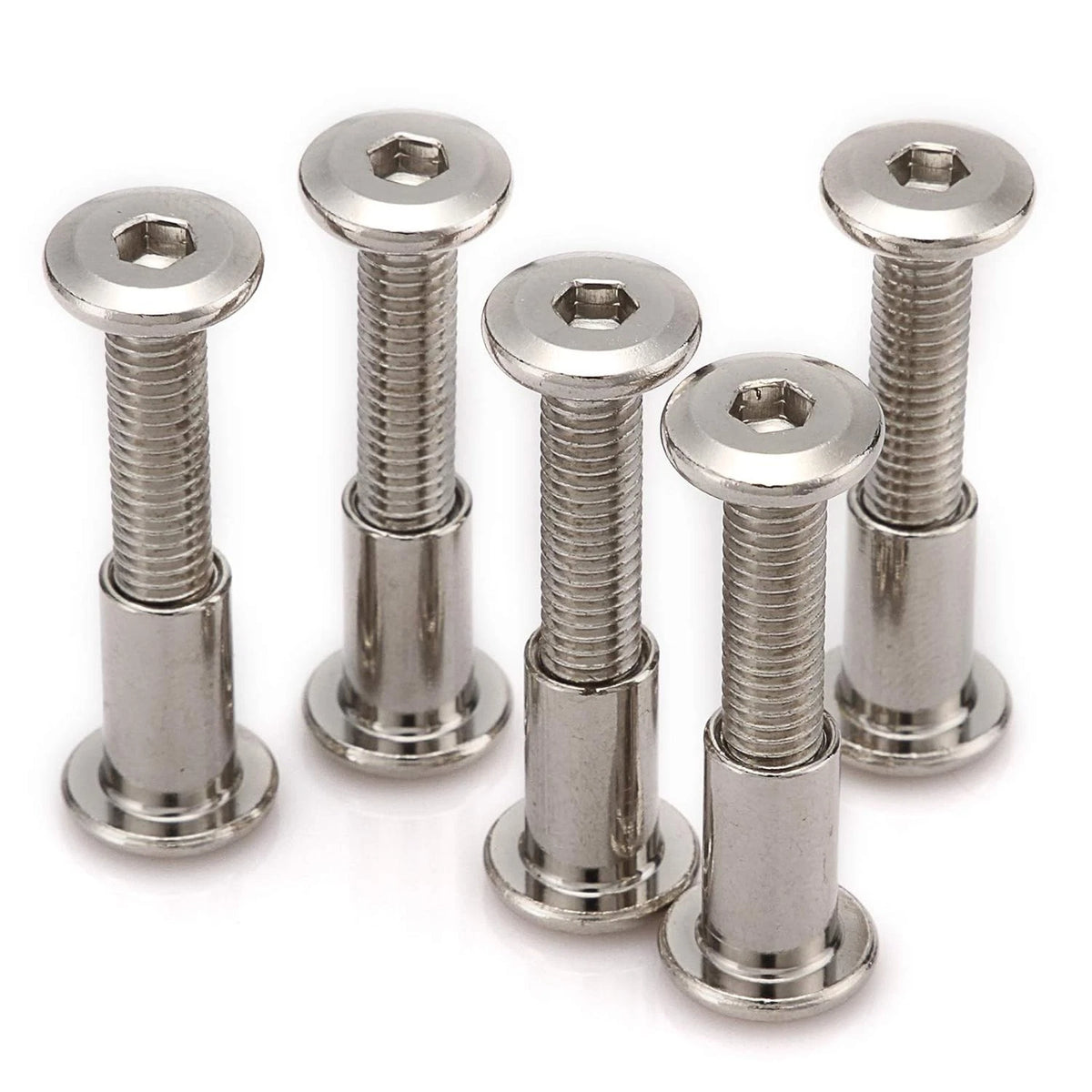 20pcs M6 Furniture Joint Connector Bolt & Cap Nut Kit Use for 30MM, Silver