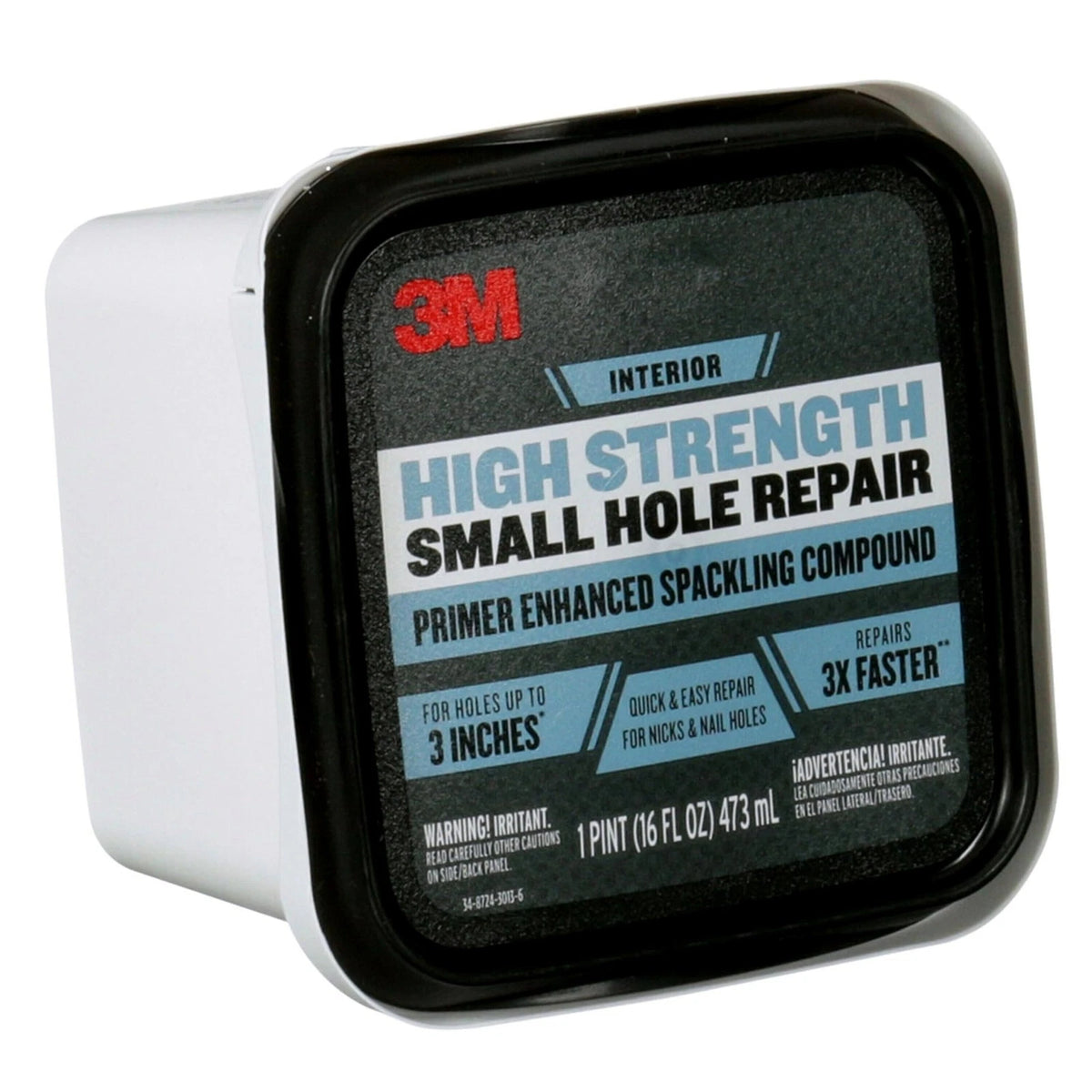 3M High Strength Spackling Compound, 16 oz., Small 16 Fl Oz (Pack of 1), Gray