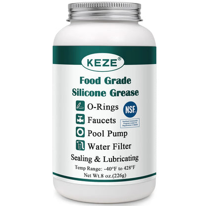 KEZE Pool Lube for O Ring Food Grade Waterproof 1 Pack (8oz), Silicone Grease