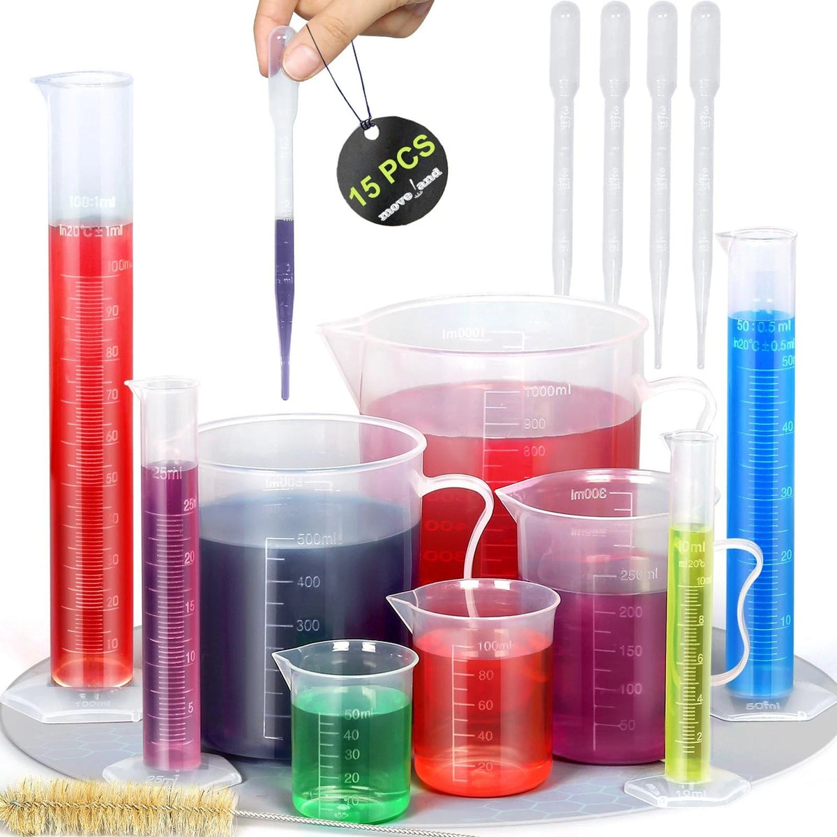 moveland Upgraded Plastic Graduated Cylinder 1000 milliliters, Transparent