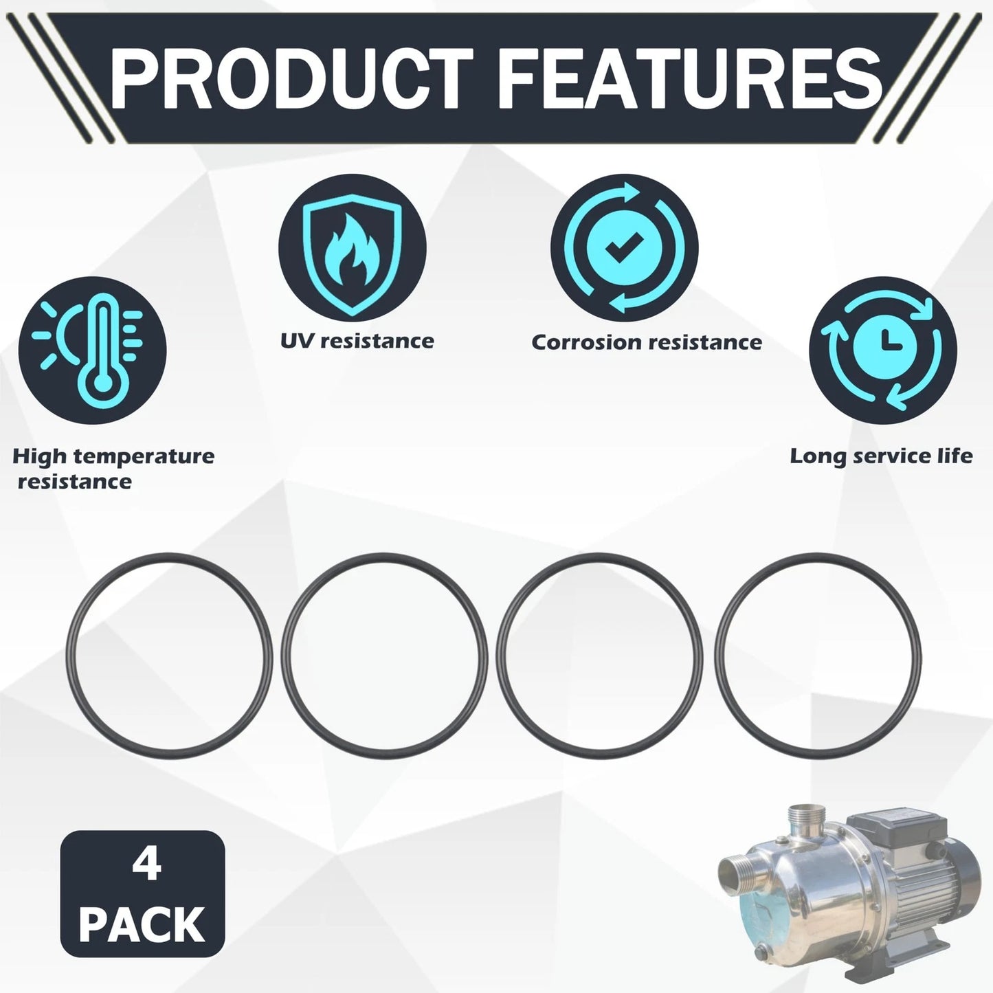 4-Pack Replacement O-Rings 355330 – for Pentair Filters, Skimmers, and Black