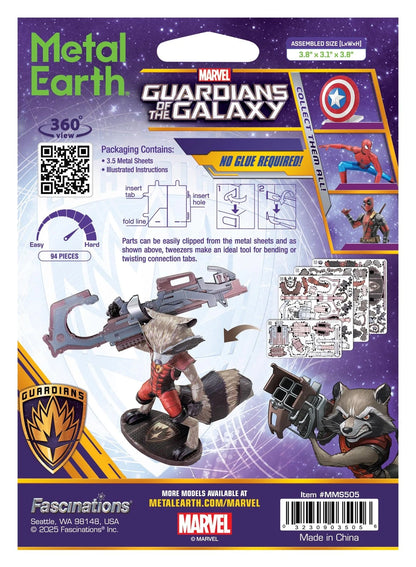 Metal Earth Guardians of The Galaxy Rocket 3.8 x 3.1 x inches, Multi