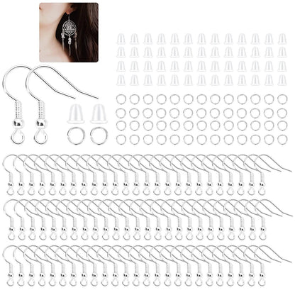 600Pcs Hypoallergenic Earring Hooks, Silver Making Kit,