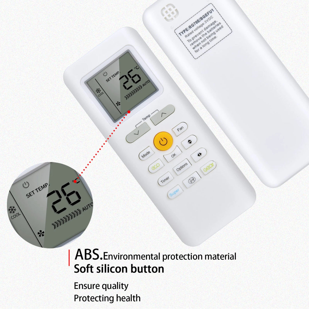 Replacement Remote Control For Midea Air Conditioner RG70E/BGEF