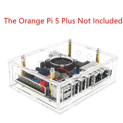 Acrylic Transparent Enclosure Case House W/ Cooling Fan For Orange Pi 5 Plus j