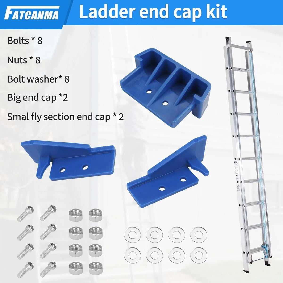 D1100 Series End Cap Kit - for Werner Ladder Extension Accessories - Blue
