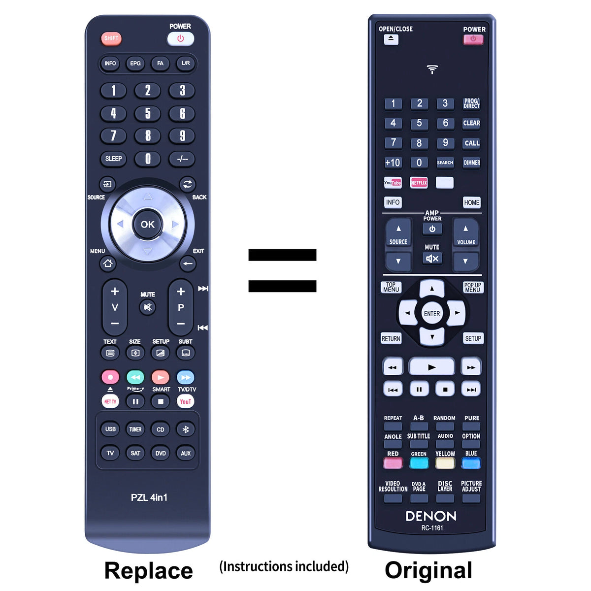 RC-1161 Replace Remote Control For Denon DBT-1712UD. DBT-1713UD, DBT-3313UD