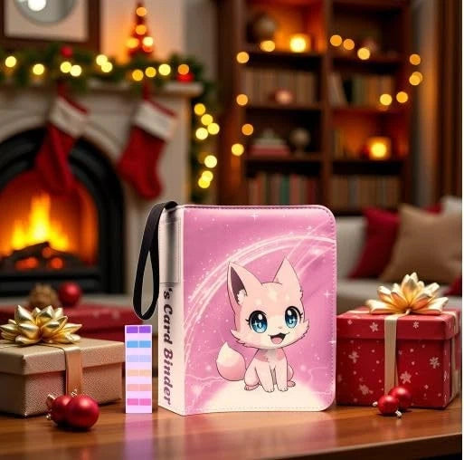 Trading Card Binder 4 Pocket Gifts for Girls, 440 Pockets Large, Pink Sakura