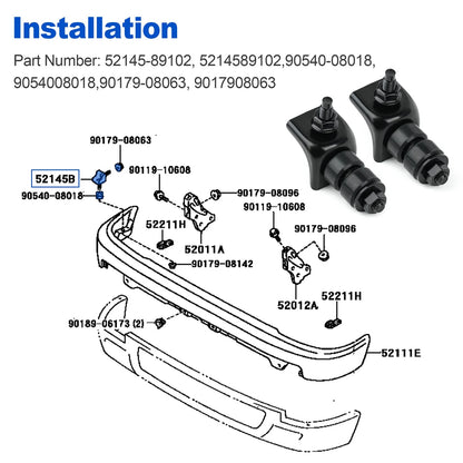2Pcs Front Bumper Bracket Kit For Toyota Pickup 1989-95, 52145-89102 90540-08018