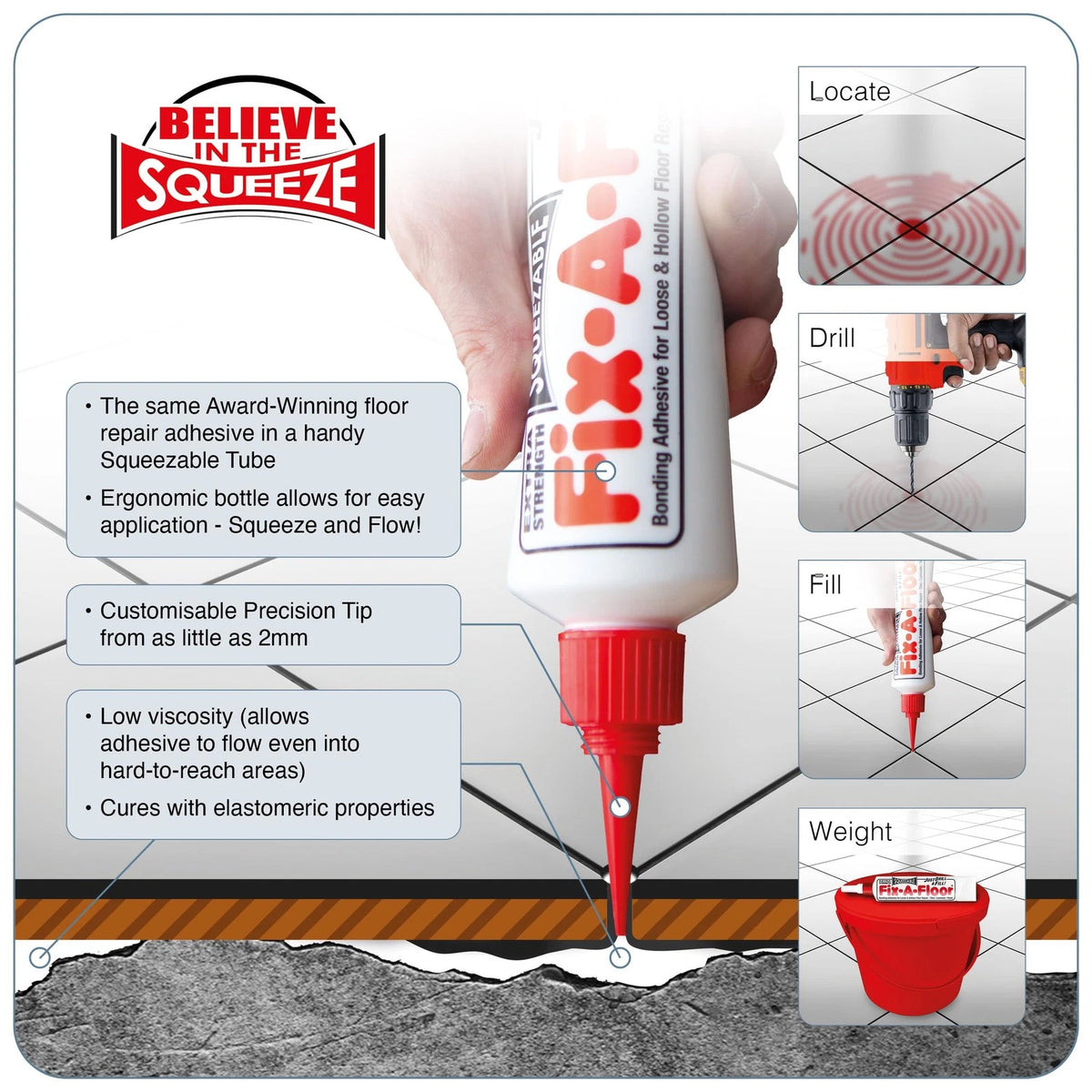 The  Fix-A-Floor Squeezy All-in-One Repair Adhesive for Loose, White
