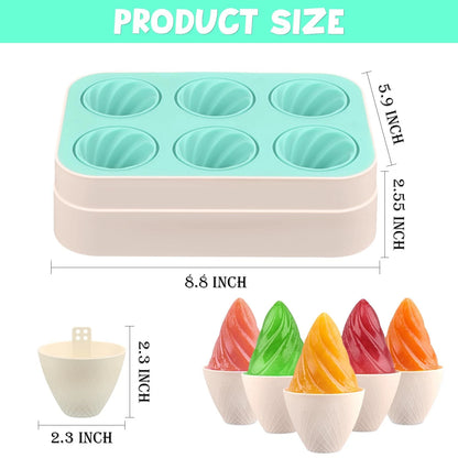WMKGG Popsicles Molds, 6 PCS 2oz Cone Shape Ice Pop Standard size, Green