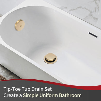 PRIMSOPH Tip-Toe Tub Drain Trim Kit with One Hole Overflow Brushed Gold