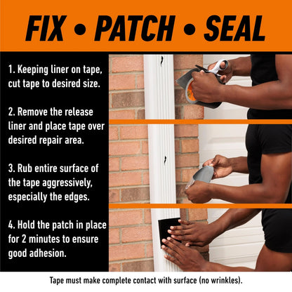 Gorilla Waterproof Patch & Seal Tape, Black 4" x 10' 1 - Pack,