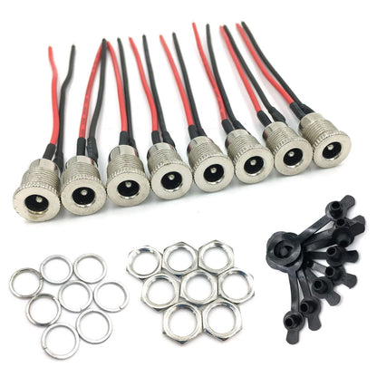 lkelyoy 8Pack Female DC Threaded Barrel Jack Panel 5.5 x 2.1 mm, silver