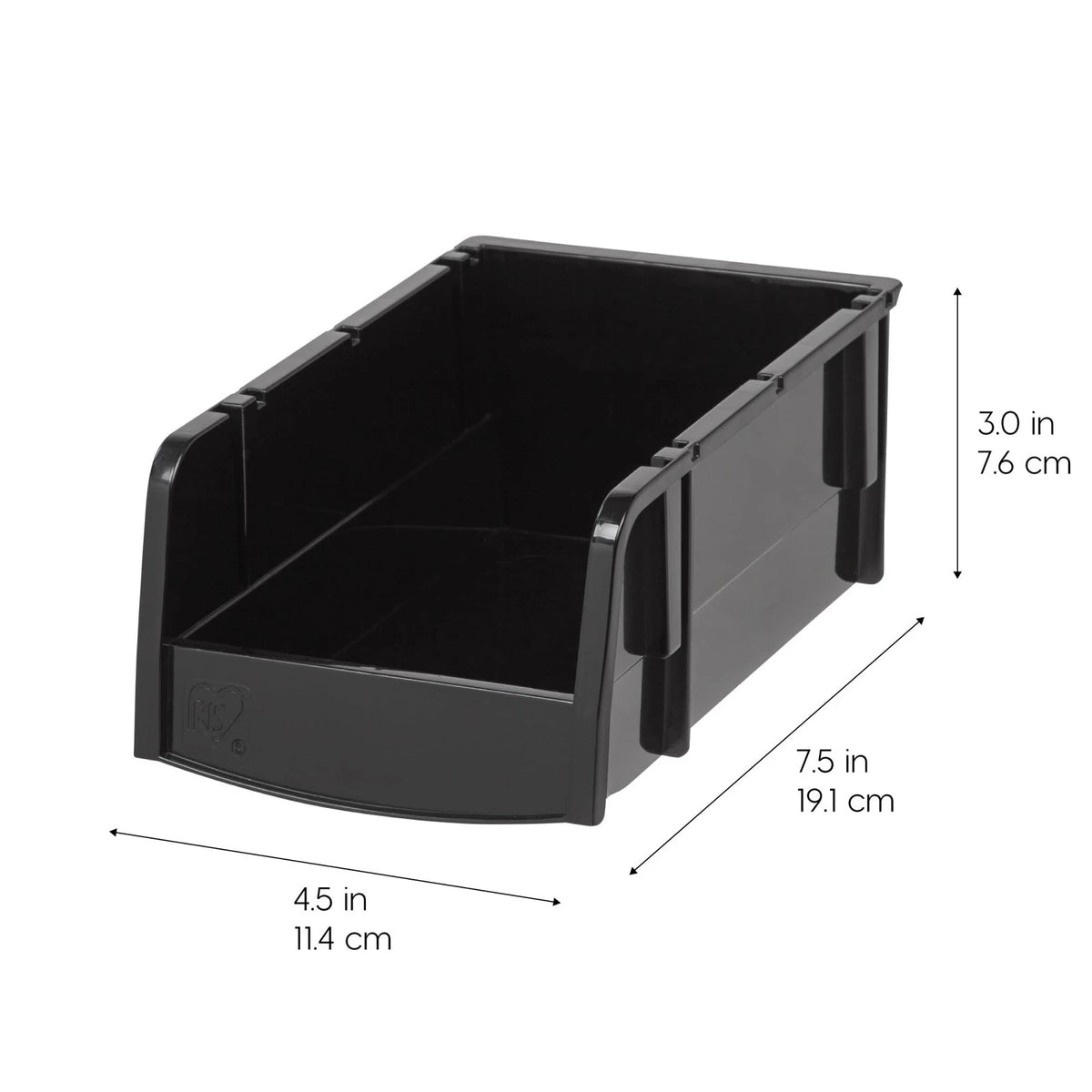 IRIS USA Small Stackable Storage Bins, 12-Pack, 7.5 x - 12 Pack, Black