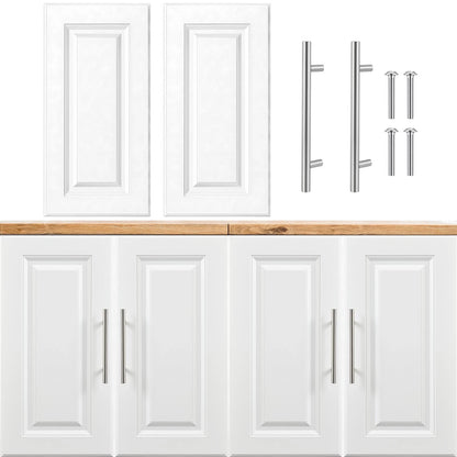 Memorywuu 2 Pcs Built-in Cabinet Doors with 12 x 24 Inch, white and sliver