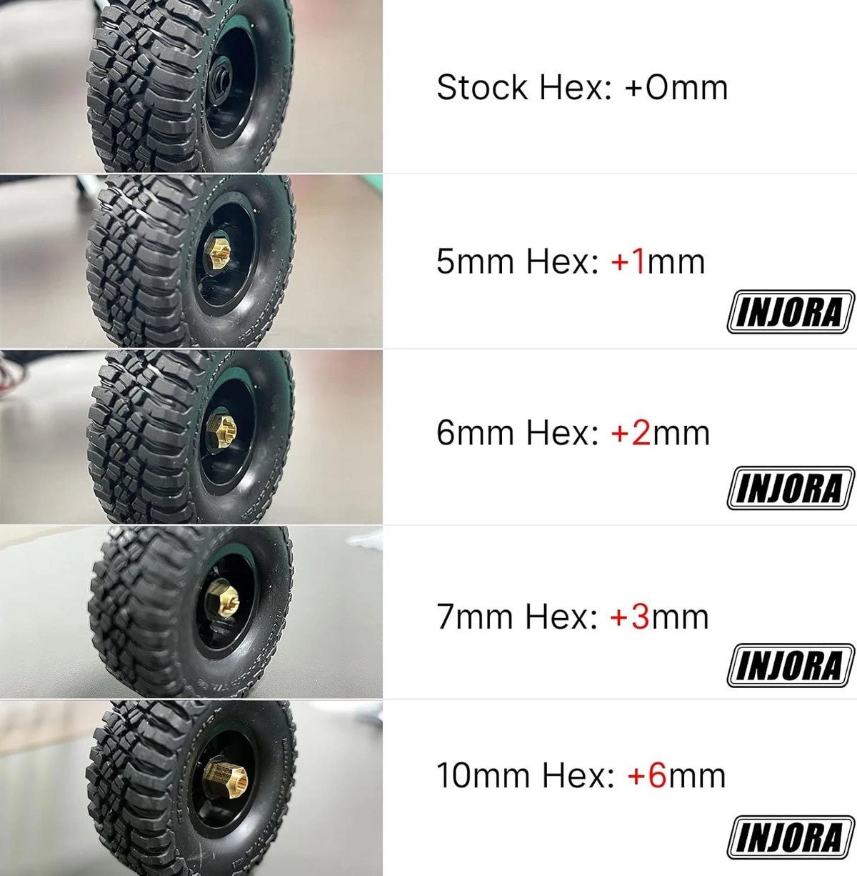 INJORA 12g/Set Brass Wheel Hex Hub 10mm Extenders Adaptor for TRX4M Redcat...