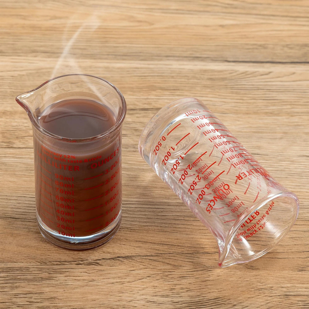 Ackers 3oz/90ml Glass Measuring Cup – Shot with middle, Red(Single)