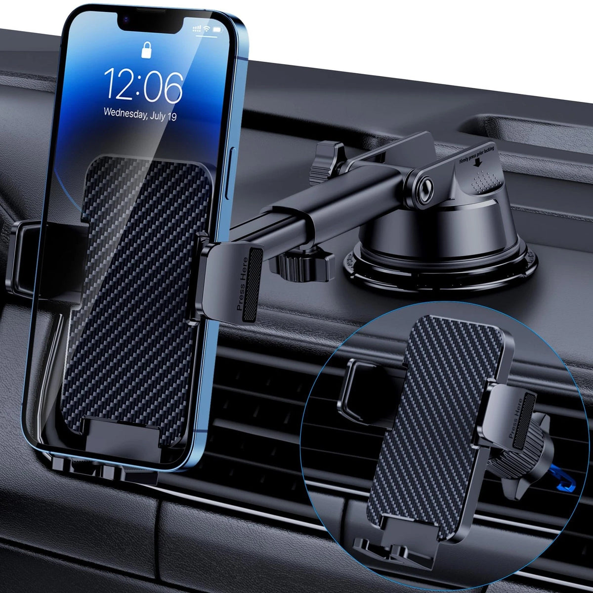 GUWEZ Phone Holders for Your Car [Military Grade Suction 10.5×7×14.5cm, Black