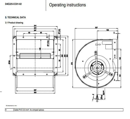 Ebmpapst D4E225-CC01-02 Centrifugal Fan AC 230V 2.84A Ebm Blower Cooling Fan
