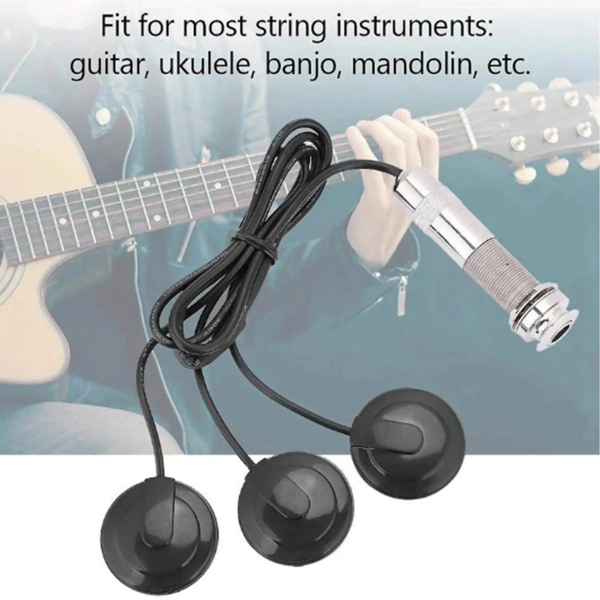 2Pcs Piezo Vibration Sensor Pickup 6.35mm Jack for Acoustic Guitar Cello Mandola