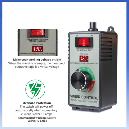 Professional AC Motor Speed Controller 120V for Inductive and Resistive Loads