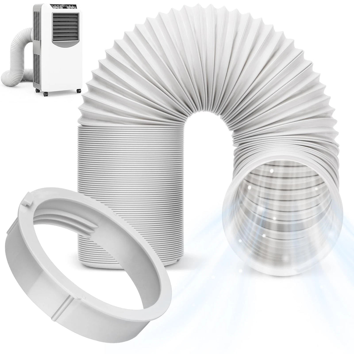 Portable AC Hose Kit with Adapter, Dia 5.9" / L 59" / Coupler AA06, White