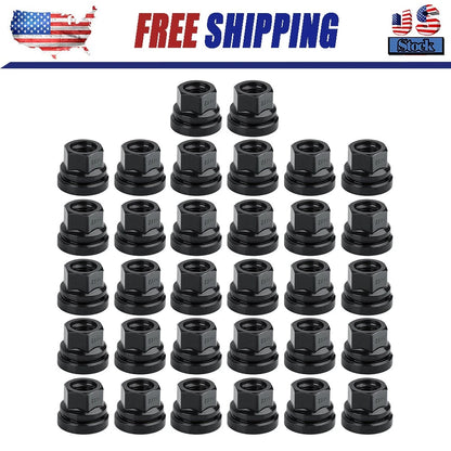32PCS Black Wheel Lug Nuts M14x2.0 Fit Ford F250 F350 1999-02 Flat Washer Style