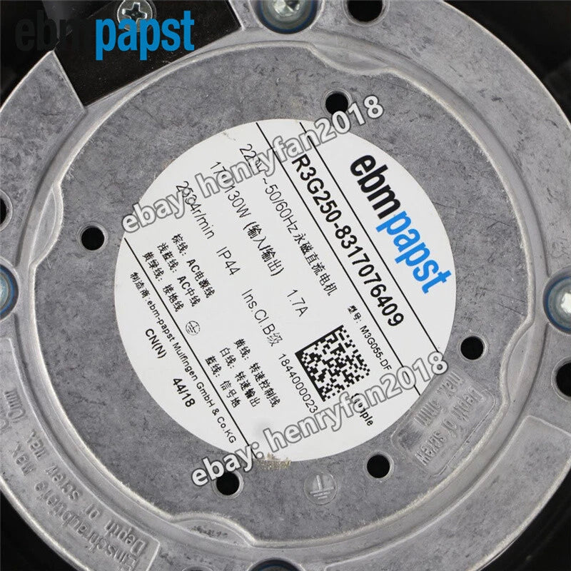 Ebmpapst R3G250-8317076409 Centrifugal Fan 220V 50/60Hz φ250MM 1.7A 170/130W Fan