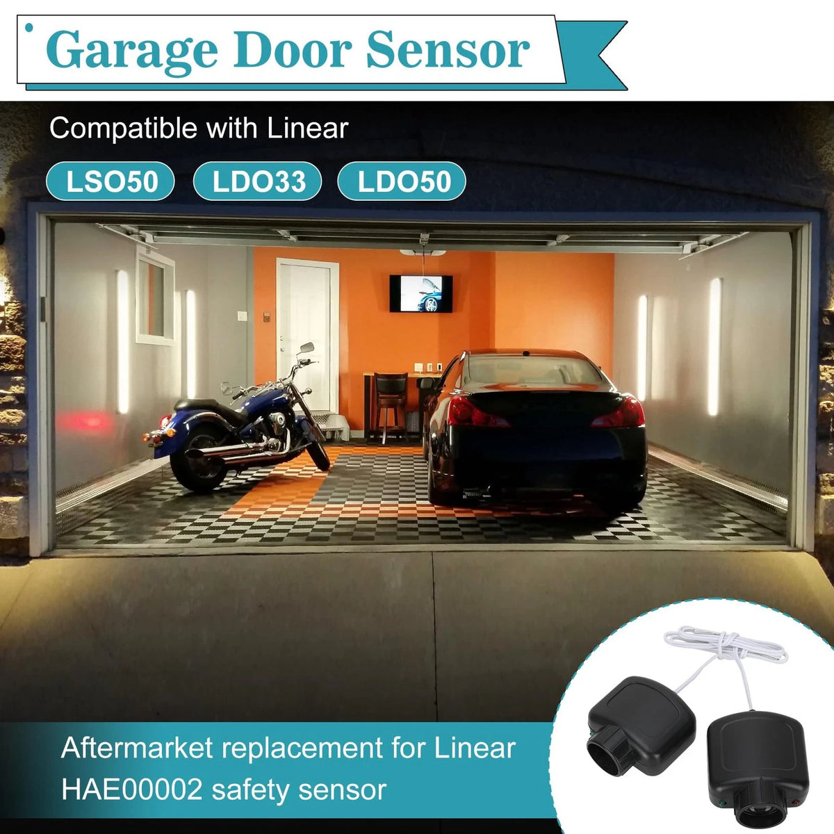 2 for Linear Garage Door Opener Sensors Beam Eyes Kit,Compatible with Linear...