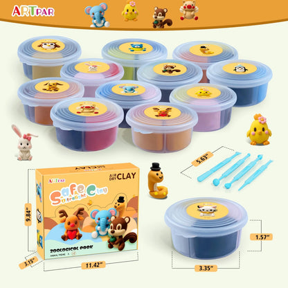 ARTPAR Air Dry Clay Kits for Kids-Modeling Magic Clay,12 animals kit