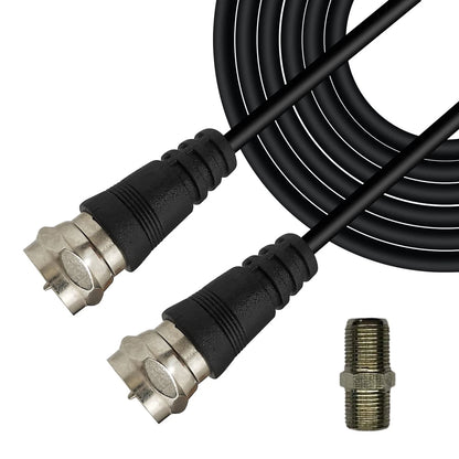Chaowei TV Antenna Extension Coaxial Cable(15ft) with Coupler,F Black