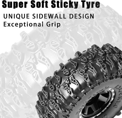 1.0 Beadlock Wheel Soft Tire Set RC Upgrade Part for Traxxas 1/18 TRX4M Black