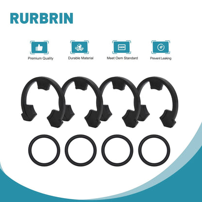 RURBRIN (4+4PCS) 3/4" Water Softener Clip and O-Ring Kit Compatible Black