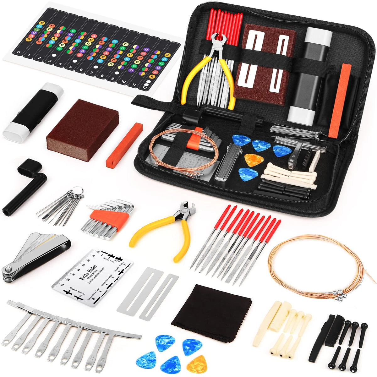 72PCS Guitar Tool Kit Repair Maintenance Accessories Small,