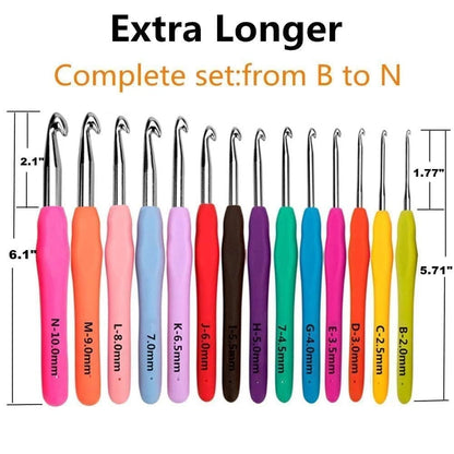 Yarniss Crochet Hooks,14 Size Set 14 Size(2.0~10.0mm), MultiColor
