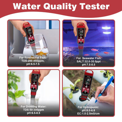 GIDIGI Digital Pool pH Meter Salt Tester 5 in 1 Pen, AAA Battery Black