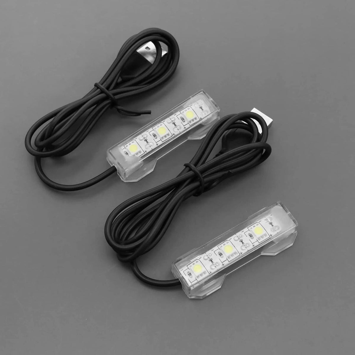 ECSiNG 2Pcs Small Aquarium Light Black Wire White USB Strip Water