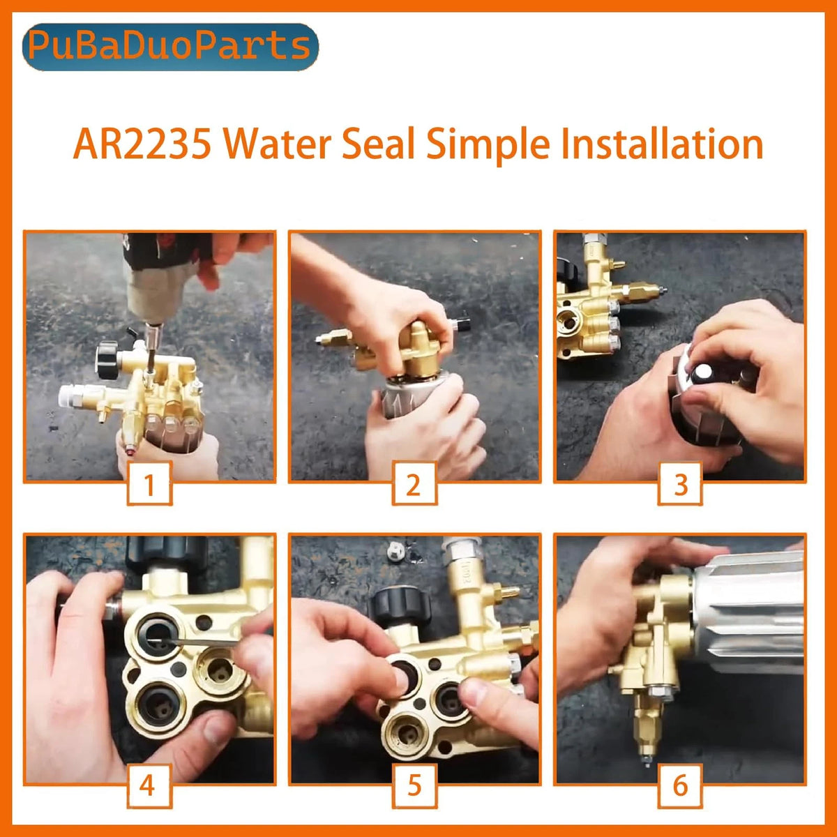 6-Pack AR2235 Pressure Washer Water Seal Kit for Briggs & Stratton & black