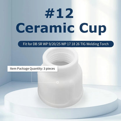 VCFDZCFD #12 Ceramic Cup White TIG Welding fit Torch WP 9/20/25 3pcs