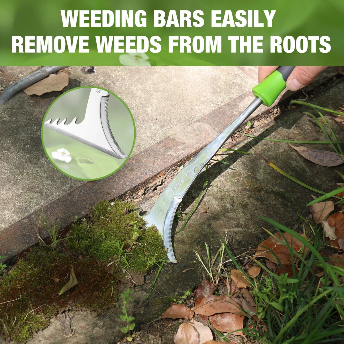 WORKPRO Crack Weeder, 12.5" Stainless Steel Crevice Weeding Green & Black