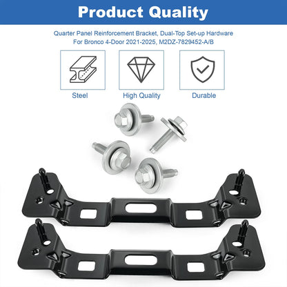 2Pcs Rear Soft Top Quarter Panel Reinforcement Bracket For Bronco 2021-2025