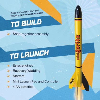 Estes 002099 Mini Bertha Model Rocket Yellow, Black, Multi