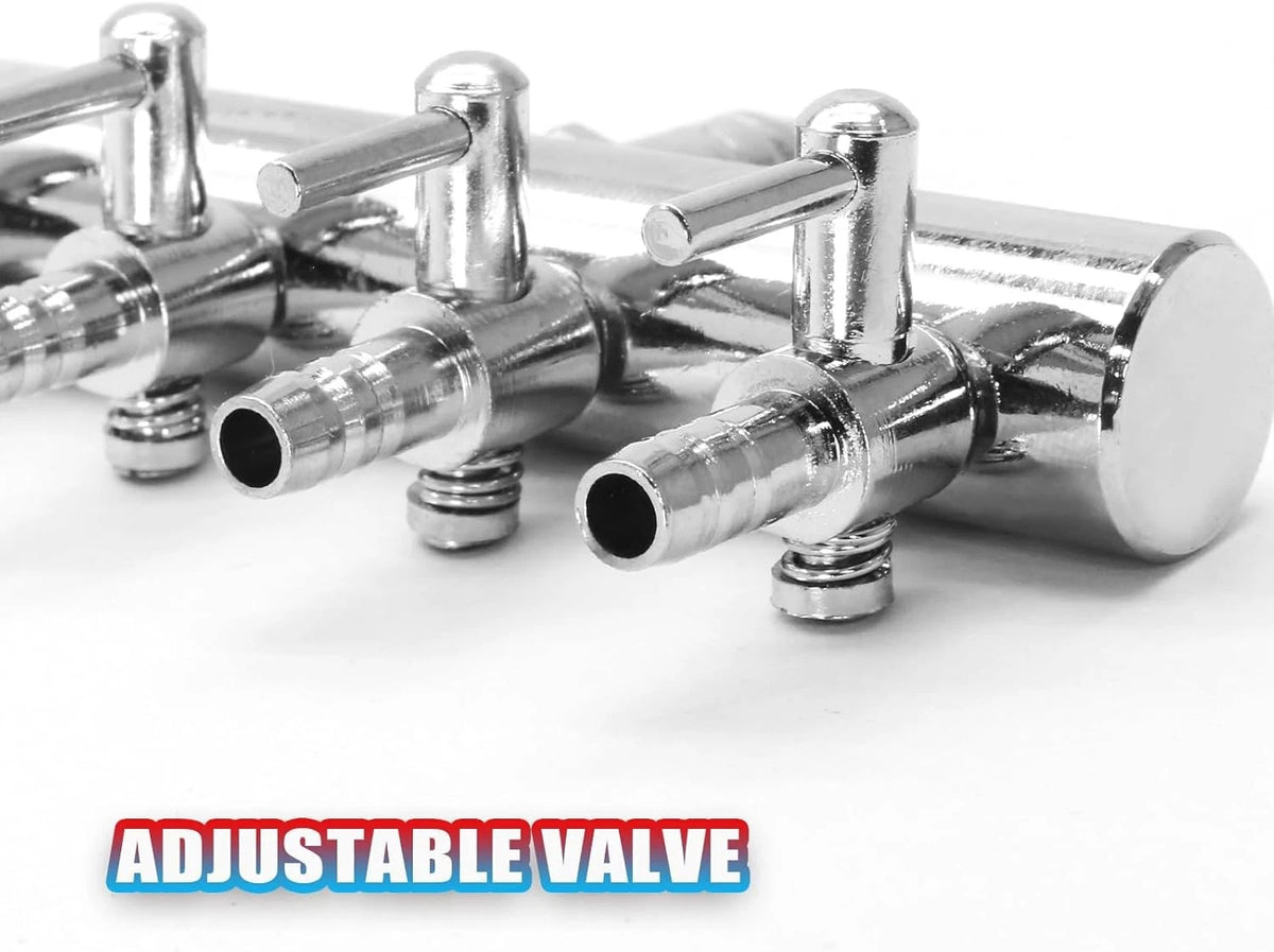 Aquarium Air Pump Valve, Line Splitter Metal Fish 8 Way, Silver