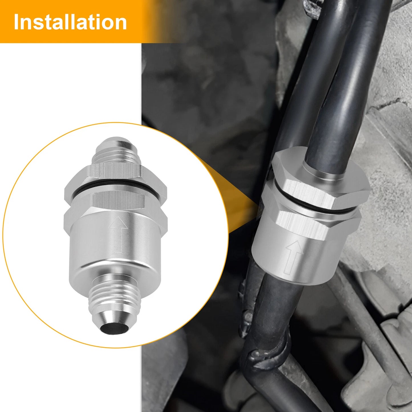 6AN Non Return One Way Inline Check Valve Fitting Aluminum-Sliver