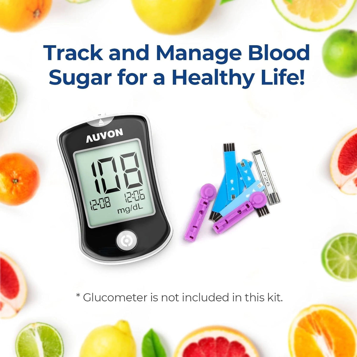 AUVON Blood Glucose Test Strips & Diabetic Lancets Kit, 100 for...