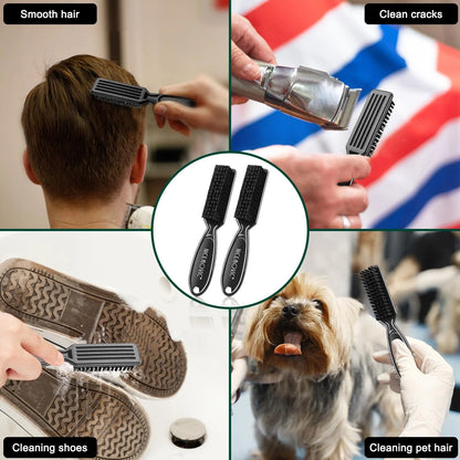 NICEMOVIC 3 IN 1 Barber Neck Duster Brush Set, Professional Brown&Black